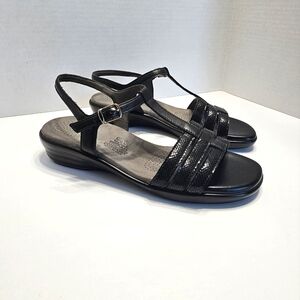 Sas Sandals Womens 10 Black Strappy Sling Back Tripad Comfort Shoes
